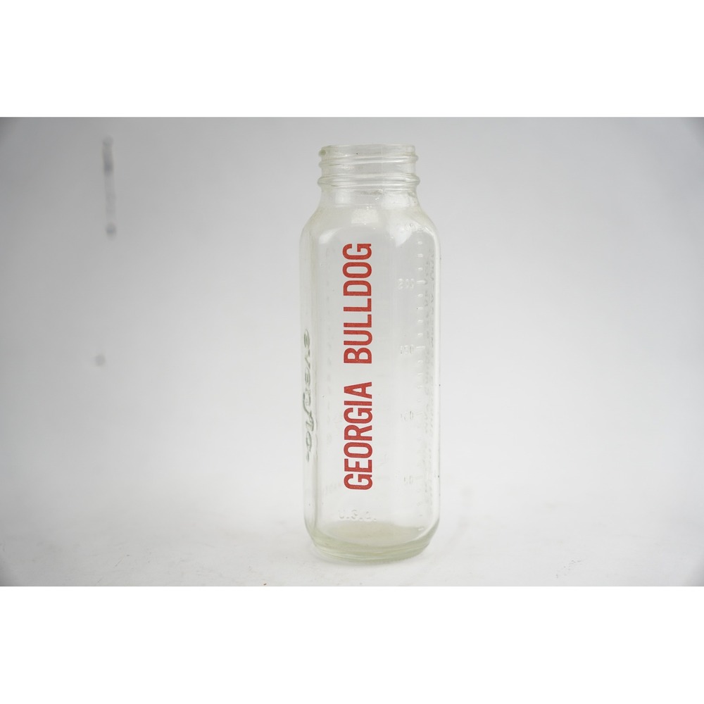 Evenflo‎ Baby Bottle Infant 8oz Clear Georgia Bulldog Vintage Glass
